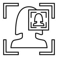 Woman face recognition system icon, outline style vector