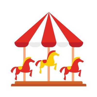 Horse carousel icon, flat style