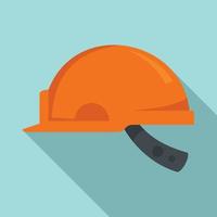 Mine worker helmet icon, flat style vector