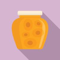 Peach jam jar icon, flat style vector
