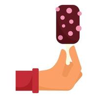 Hand hold popsicle icon, flat style vector