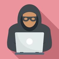 Laptop hacker icon, flat style vector