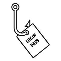 Login pass fishing icon, outline style vector