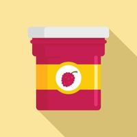 Raspberry jam jar icon, flat style vector