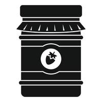 Strawberry jam jar icon, simple style vector