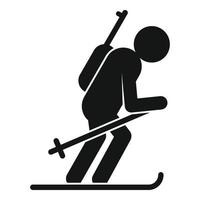 Biathlon skiing icon, simple style vector