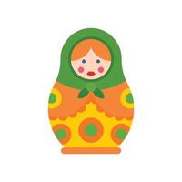 Vintage nesting doll icon, flat style vector