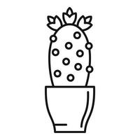 Cactus flower pot icon, outline style vector