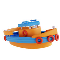 bateau jouet illustration 3d png