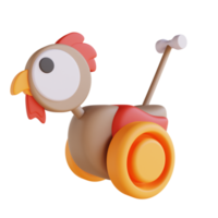 3D illustration push chicken toy png
