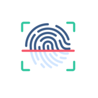 Authentication by scanning fingerprints to access data png