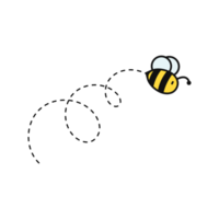 ruta de vuelo de abejas. una abeja volando en una línea punteada la ruta de vuelo de una abeja a la miel. png