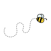 chemin de vol des abeilles. une abeille volant en pointillé la trajectoire de vol d'une abeille vers le miel. png