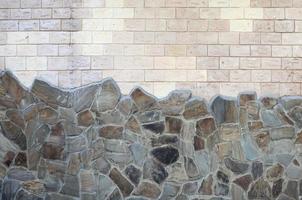 Rustic old beige white brick wall background photo