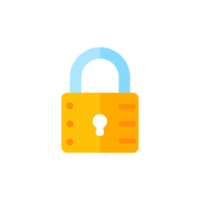 yellow padlock for locking the information on the computer data encryption concept png