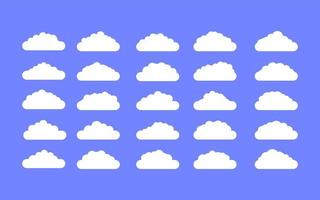 White cloud Icon Set vector