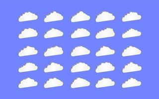 White cloud Icon Set vector