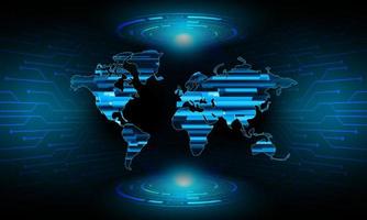 Modern Holographic world map on Technology Background vector