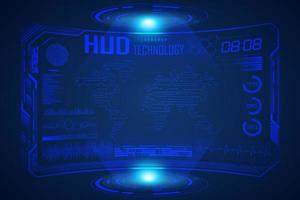 Modern HUD Technology Screen Background with world map vector