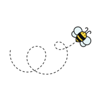 chemin de vol des abeilles. une abeille volant en pointillé la trajectoire de vol d'une abeille vers le miel. png