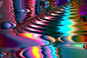 Liquid chrome metal surface with colorful chromatic reflection photo