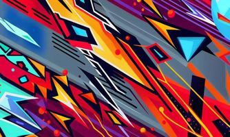 Modern Abstract Cartoon Comic Geometric Graffiti Street Art Background Complex details with Stylized Electric Bolts photo