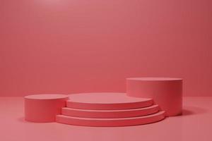 3D rendering illustration mock up geometric shape podium for product Abstract minimal design with empty space. Showcase, shopfront, display, presentation, template, Valentine photo