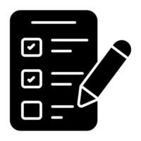 Paper with pencil showcasing task list icon vector