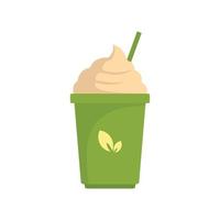 Matcha ice cream icon, flat style vector