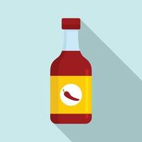 Chili sauce bottle icon, flat style vector