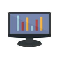 Chart on monitor icon, flat style vector