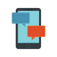 Smartphone learning chat icon, flat style vector