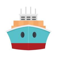 icono de barco portacontenedores delantero, estilo plano vector