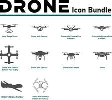 paquete de iconos de drones vectoriales totalmente editable y escalable. mejor uso para la agricultura, bienes raíces y diferentes industrias vector