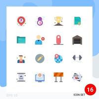 Modern Set of 16 Flat Colors and symbols such as paper legal document achievement diploma certificate Editable Pack of Creative Vector Design Elements