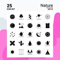 25 Nature Icon Set 100 Editable EPS 10 Files Business Logo Concept Ideas Solid Glyph icon design vector