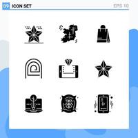 User Interface Pack of 9 Basic Solid Glyphs of reader password point fingerprint shopping Editable Vector Design Elements