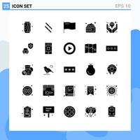 Pictogram Set of 25 Simple Solid Glyphs of product defining flag business medical Editable Vector Design Elements