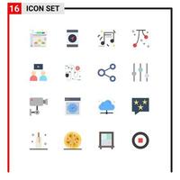 Set of 16 Modern UI Icons Symbols Signs for video man music festival event Editable Pack of Creative Vector Design Elements