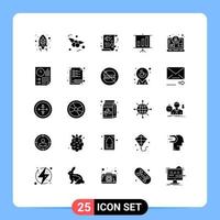 Group of 25 Modern Solid Glyphs Set for digital business heart presentation business Editable Vector Design Elements