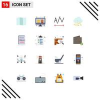 Mobile Interface Flat Color Set of 16 Pictograms of list responsive data page dynamic Editable Pack of Creative Vector Design Elements