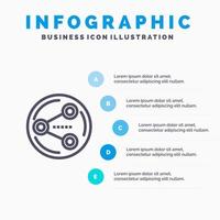 Share Sharing Social Media Blue Infographics Template 5 Steps Vector Line Icon template