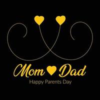 feliz día de los padres mamá papá amor, amor con diseño de corazón vector