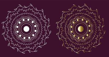 Abstract background lace pattern with gold gradients and white color mandala design in circle vector