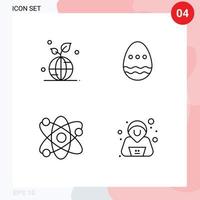 4 Thematic Vector Filledline Flat Colors and Editable Symbols of earth science save easter bio Editable Vector Design Elements