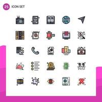 Set of 25 Modern UI Icons Symbols Signs for map system file security open Editable Vector Design Elements