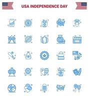Stock Vector Icon Pack of American Day 25 Blue Signs and Symbols for native american american badge map chips Editable USA Day Vector Design Elements