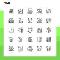 conjunto de iconos de línea de viaje conjunto 25 iconos diseño de estilo minimalista vectorial conjunto de iconos negros paquete de pictogramas lineales vector