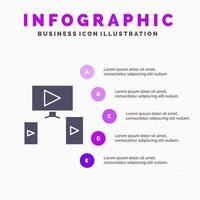 Computer Video Design Solid Icon Infographics 5 Steps Presentation Background vector