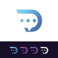 Letter D logo with modern style and gradient colors vector